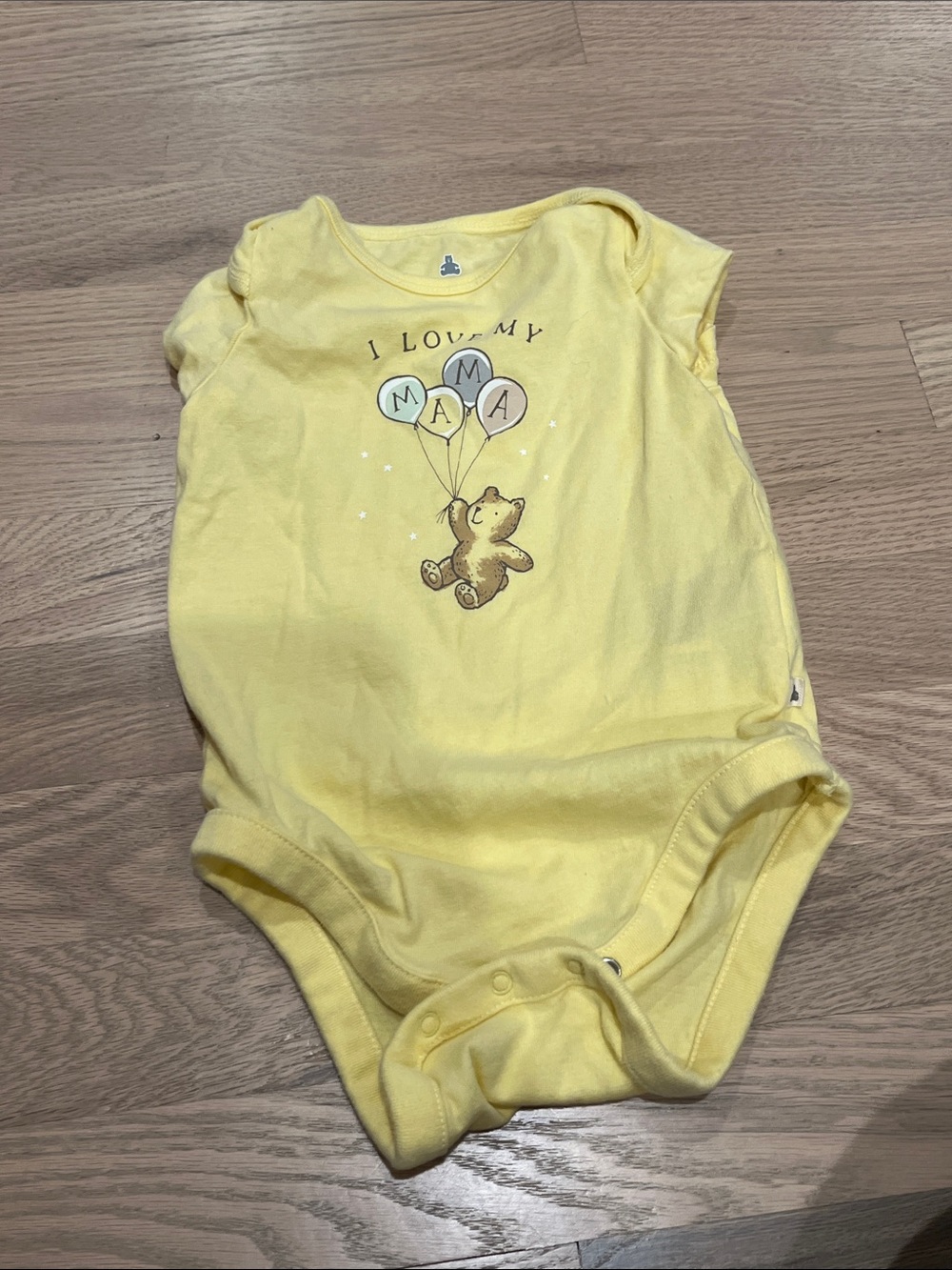 GAP Yellow Baby One-Piece with Bear and Balloon Graphic